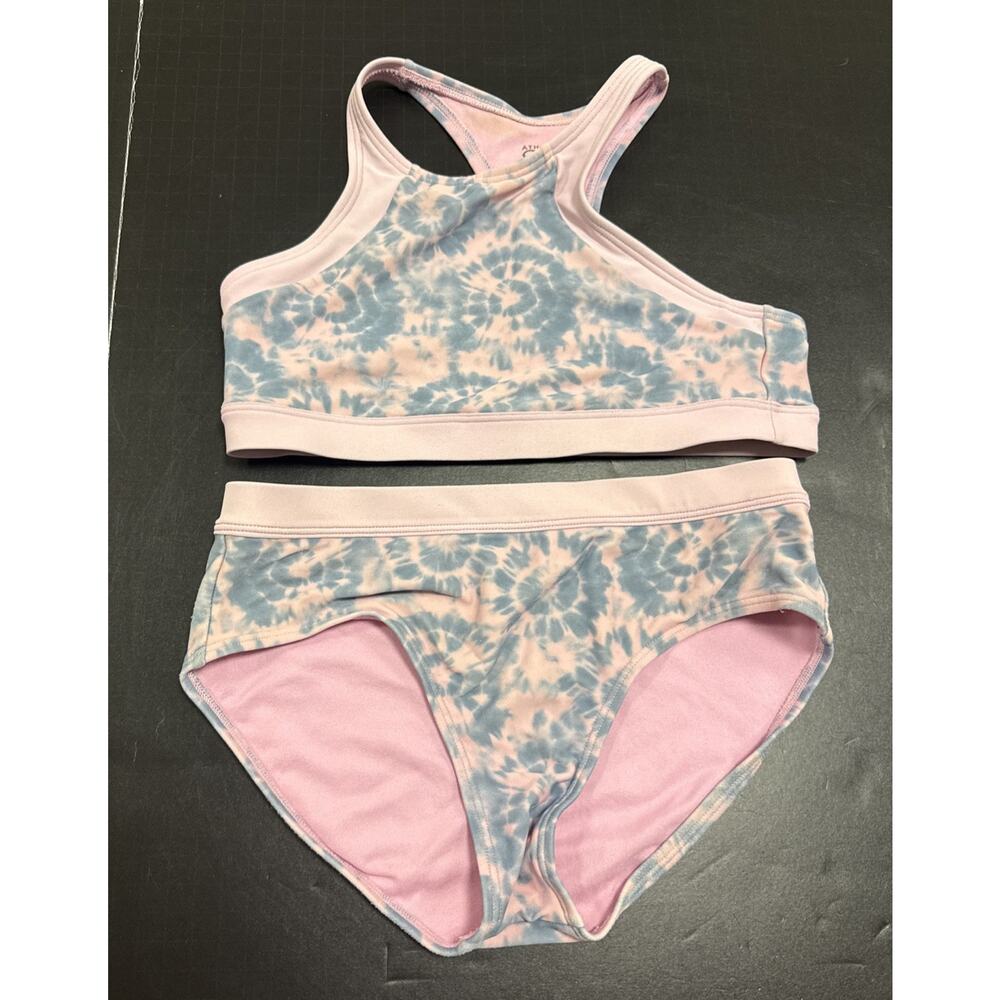 Athleta Girl L 12 Free Spirit Pink Blue Tie Dye Two-Piece Bikini Swim Set